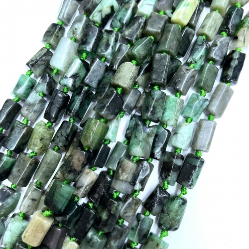 Emerald, Faceted Tube, Approx 8x12mm, Approx 380mm