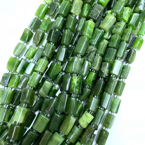 Canadian Jade, Faceted Tube, Approx 8x12mm, Approx 380mm