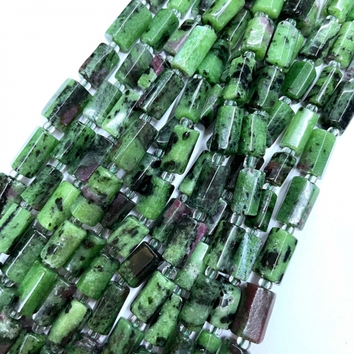 Ruby Zoisite, Faceted Tube, Approx 8x12mm, Approx 380mm