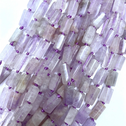 Light Amethyst, Faceted Tube, Approx 8x12mm, Approx 380mm