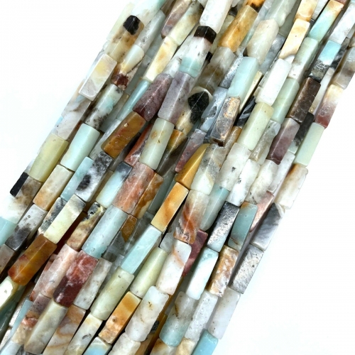 Multicolor Amazonite, Rectangle Tube, Approx 4x13mm, Approx 380mm