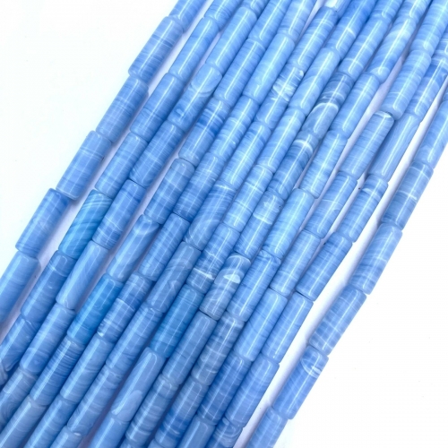 Sky Blue Synthetic Impression Japser, Tube, Approx 4x13mm, Approx 380mm