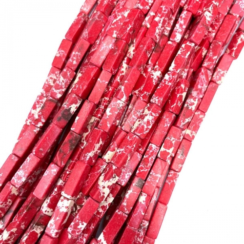 Red Synthetic Impression Japser, Rectangle Tube, Approx 4x13mm, Approx 380mm