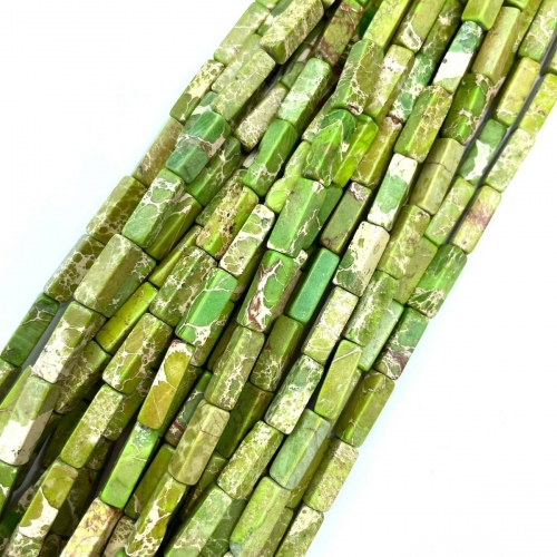 Green  Impression Japser, Rectangle Tube, Approx 4x13mm, Approx 380mm