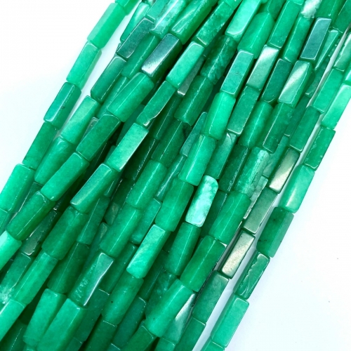 Green Jade Dyed, Rectangle Tube, Approx 4x13mm, Approx 380mm