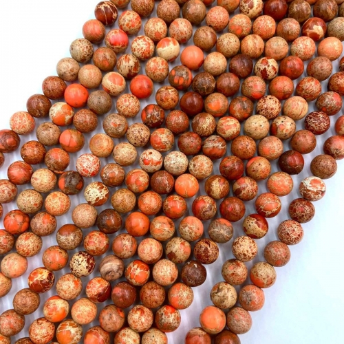 Orange Dyed Impression Japser AB Grade, Plain Round, Approx 4-12mm, Approx 380mm