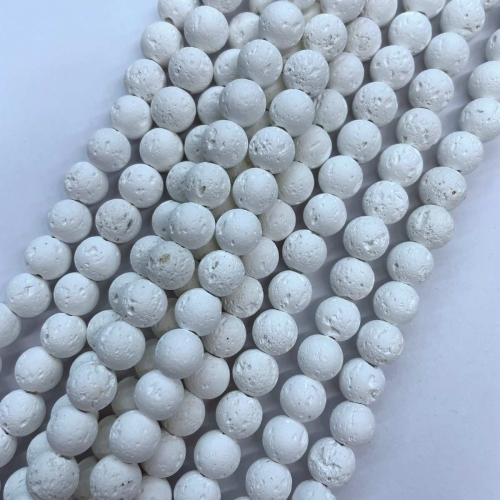 White Lava, Plain Round, Approx 6-10mm, Approx 380mm