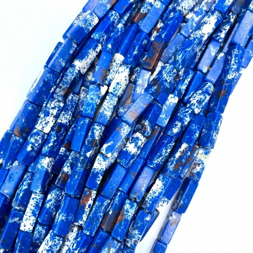 Lapis Blue Synthetic Impression Japser, Rectangle Tube, Approx 4x13mm, Approx 380mm