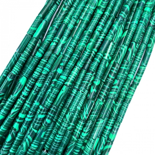 Malachite Green Synthetic Impression Japser, Tube, Approx 4x13mm, Approx 380mm