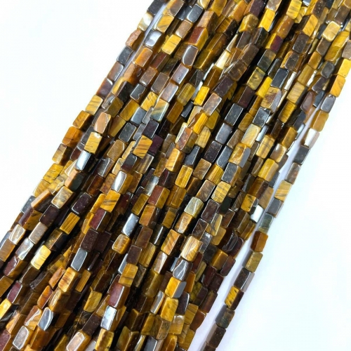 Yellow Tiger Eye, Rectangle Tube, Approx 4x13mm, Approx 380mm