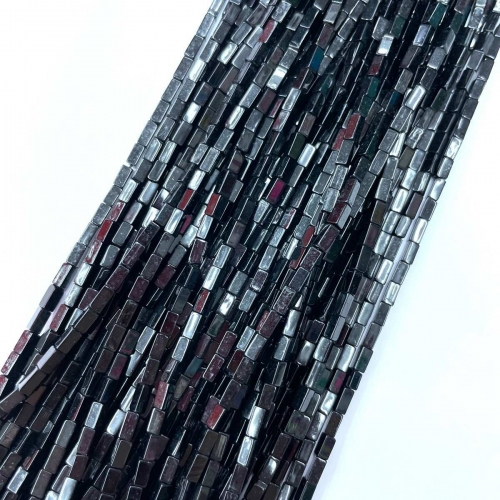 Black Sheen Obsdian, Rectangle Tube, Approx 4x13mm, Approx 380mm