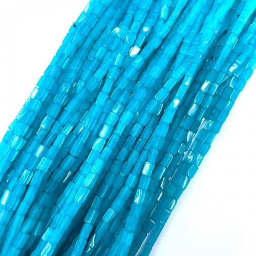 Dyed Aqua Jade, Rectangle Tube, Approx 4x13mm, Approx 380mm
