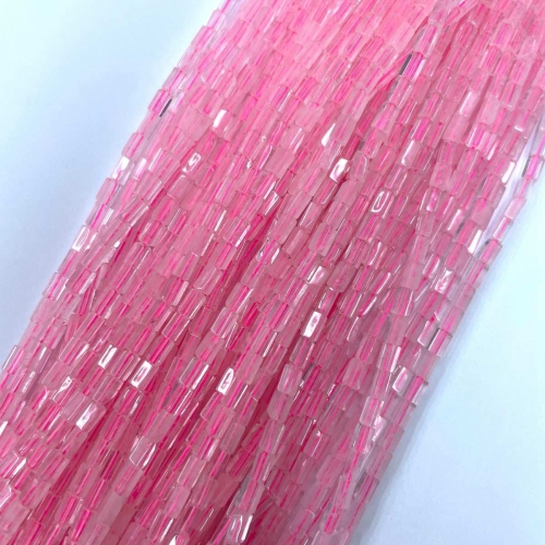 Rose Quartz, Rectangle Tube, Approx 4x13mm, Approx 380mm