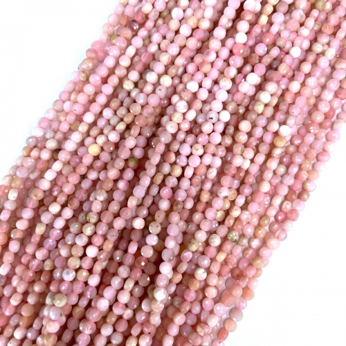 Pink Peruvian Opal, Faceted Coin, 4mm, Approx 380mm