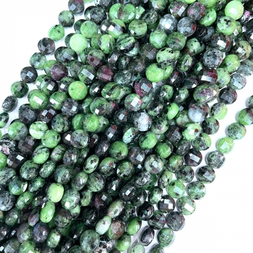 Ruby Zoisite, Faceted Coin, 8mm, Approx 380mm