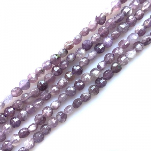 Lepidolite, Faceted Coin, 4mm, Approx 380mm