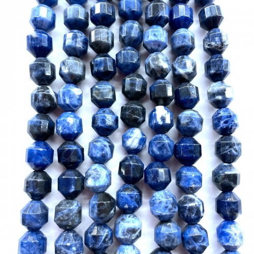 Sodalite, Double Tip Faceted round, 7-8mm/9-10mm, Approx 380mm