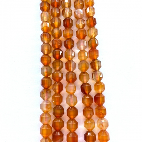 Carnelian, Double Tip Faceted round, 7-8mm/9-10mm, Approx 380mm