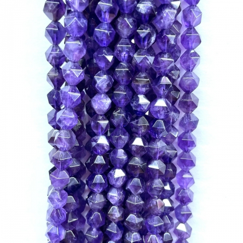 Amethyst, Star Faceted Round, 5-6mm/7-8mm/9-10mm, Approx 380mm