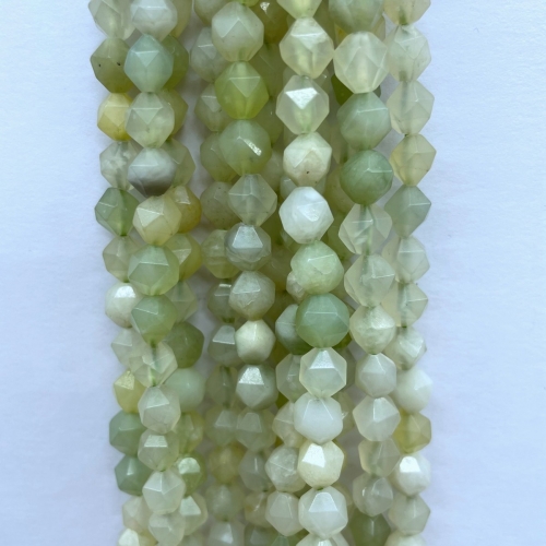 New Jade, Star Faceted Round, 5-6mm, Approx 380mm