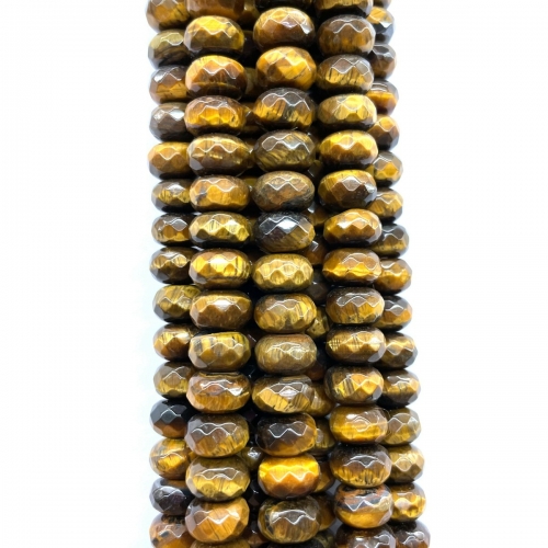 Yellow Tiger Eye, Faceted Rondelle, 6x4mm-8x5mm, Approx 380mm