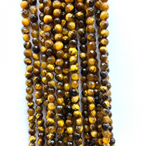 Yellow Tiger Eye, Faceted Round, 4mm-12mm, Approx 380mm