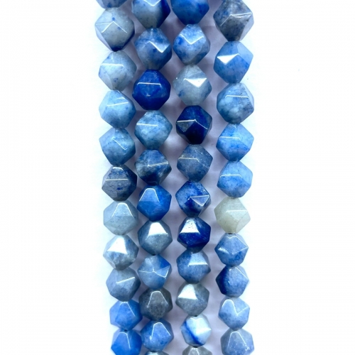 Blue Aventurine, Star Faceted Round, 5-6mm/7-8mm/9-10mm, Approx 380mm