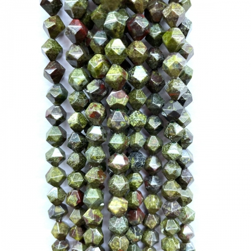 Dragon Blood Jasper, Star Faceted Round, 5-6mm/7-8mm/9-10mm, Approx 380mm