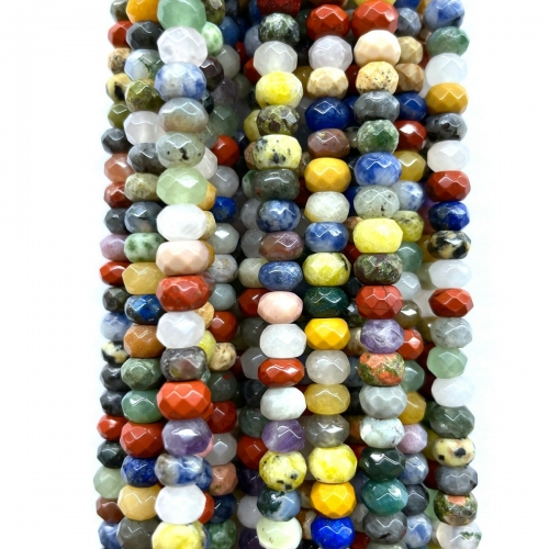 Multicolor Beads, Faceted Rondelle, 6x4mm-8x5mm, Approx 380mm