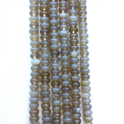 Grey Agate, Plain Rondelle, 6mm-8mm, Approx 380mm