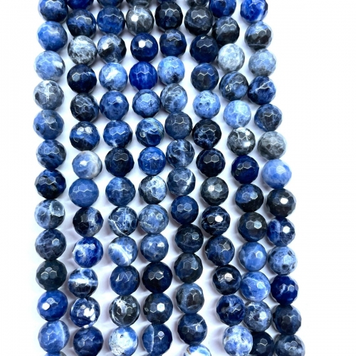 Sodalite, Faceted Round, 4mm-12mm, Approx 380mm