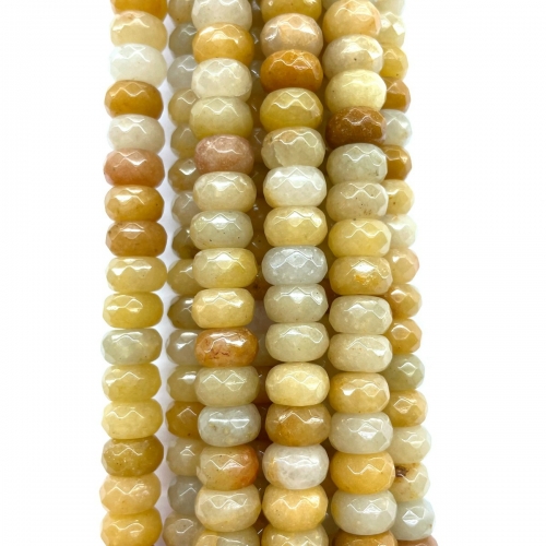 Yellow Jade Natural, Faceted Rondelle, 6x4mm-8x5mm, Approx 380mm