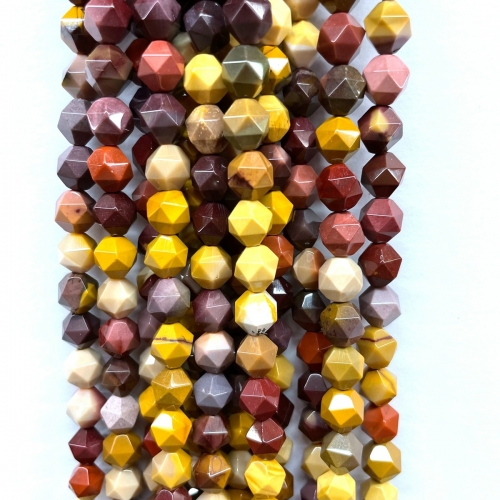 Mookaite, Star Faceted Round, 5-6mm/7-8mm/9-10mm, Approx 380mm
