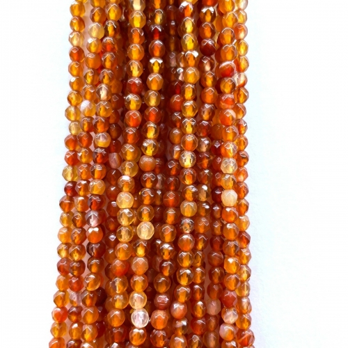 Carnelian From Uruguay, Faceted Round, 4mm-10mm, Approx 380mm