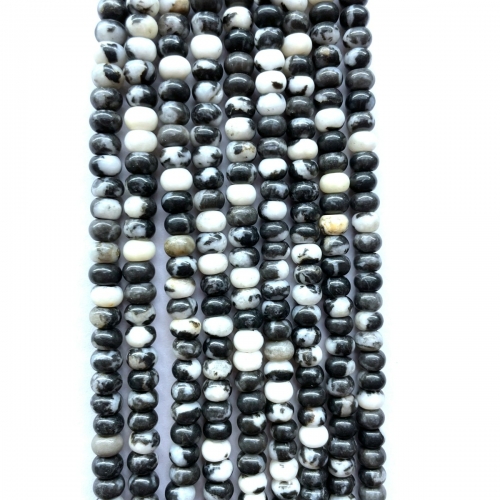 Black & White Zebra Jasper, Plain Rondelle, 6mm-8mm, Approx 380mm