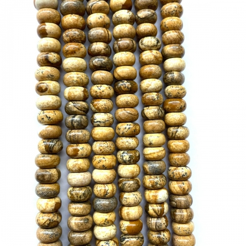 Picture Jasper, Plain Rondelle, 6mm-10mm, Approx 380mm