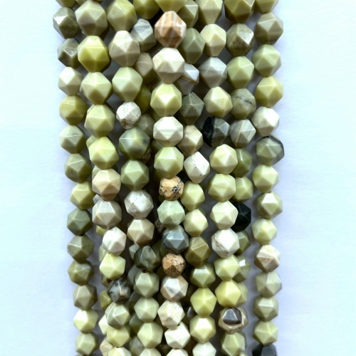 Butter Jade, Star Faceted Round, 5-6mm/7-8mm/9-10mm, Approx 380mm