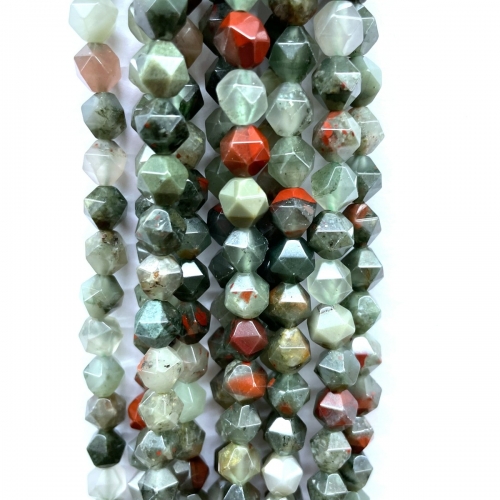 African Bloodstone, Star Faceted Round, 5-6mm/7-8mm/9-10mm, Approx 380mm