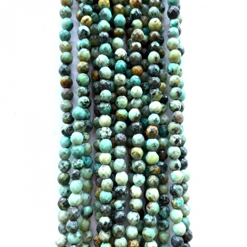 African Turquoise, Faceted Round, 4mm-12mm, Approx 380mm