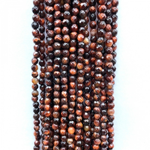 Red Tiger Eye, Faceted Round, 4mm-12mm, Approx 380mm