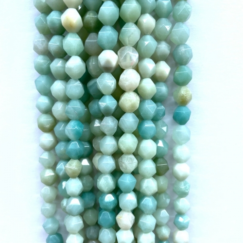 Chinese Amazonite, Star Faceted Round, 5-6mm/7-8mm/9-10mm, Approx 380mm