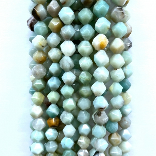 Multicolor Amazonite, Star Faceted Round, 5-6mm/7-8mm/9-10mm, Approx 380mm