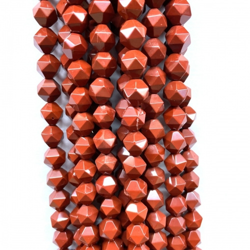 Red Jasper, Star Faceted Round, 5-6mm/7-8mm/9-10mm, Approx 380mm