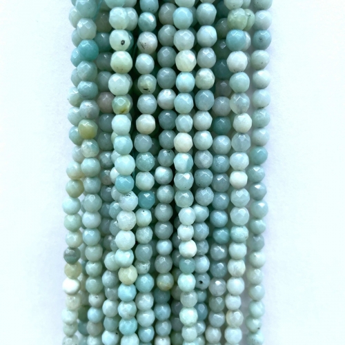Chinese Amazonite, Faceted Round, 4mm-12mm, Approx 380mm
