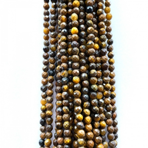 Yellow Blue Tiger Eye, Faceted Round, 4mm-12mm, Approx 380mm