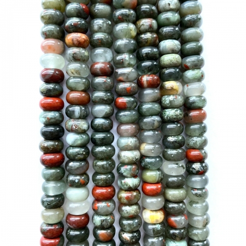 African Bloodstone, Plain Rondelle, 6mm-8mm, Approx 380mm