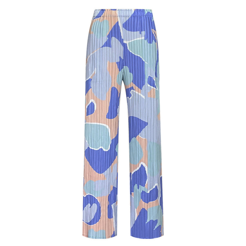 New women's summer thin section printed pleated casual pants drape all-match comfortable trousers wide-leg pants women 059 / 5902