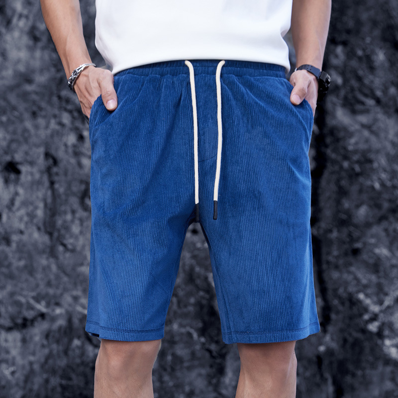 New casual sports solid color shorts 300g corduroy heavy loose men  064 /