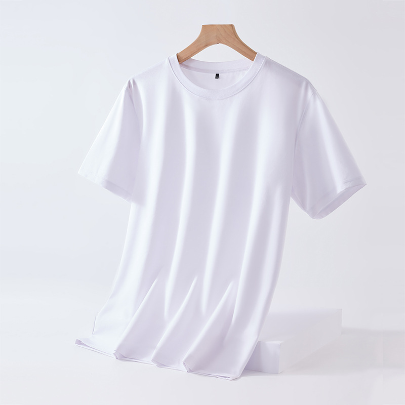 Mulberry silk short-sleeved t-shirt men's high-end solid color round neck bottoming spring and summer new loose ice-feeling short-sleeved  064/ 2023006-2