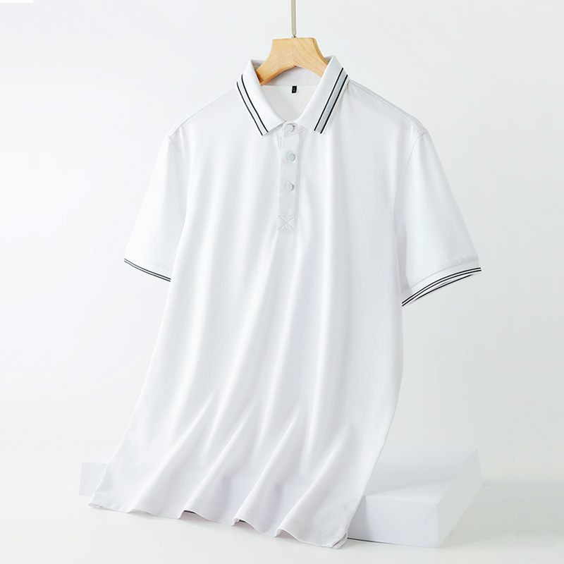 Mulberry silk POLO shirt men's light luxury high-end business casual short-sleeved new men's lapel T-shirt  064/ 2023004